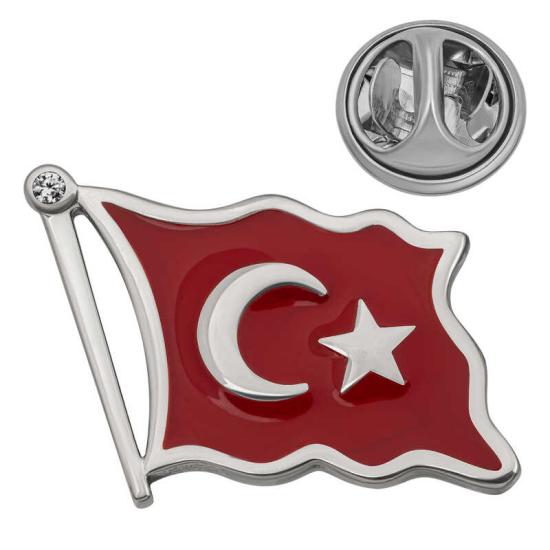 Tevuli Gümüş Türk Bayrağı Rozet