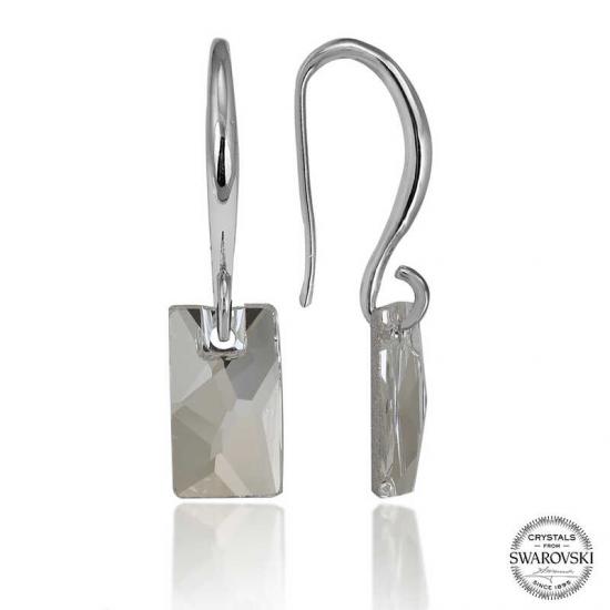 Tevuli Swarovski Crystal Taşlı Gümüş Beyaz Baget Sallantılı Kadın Küpe